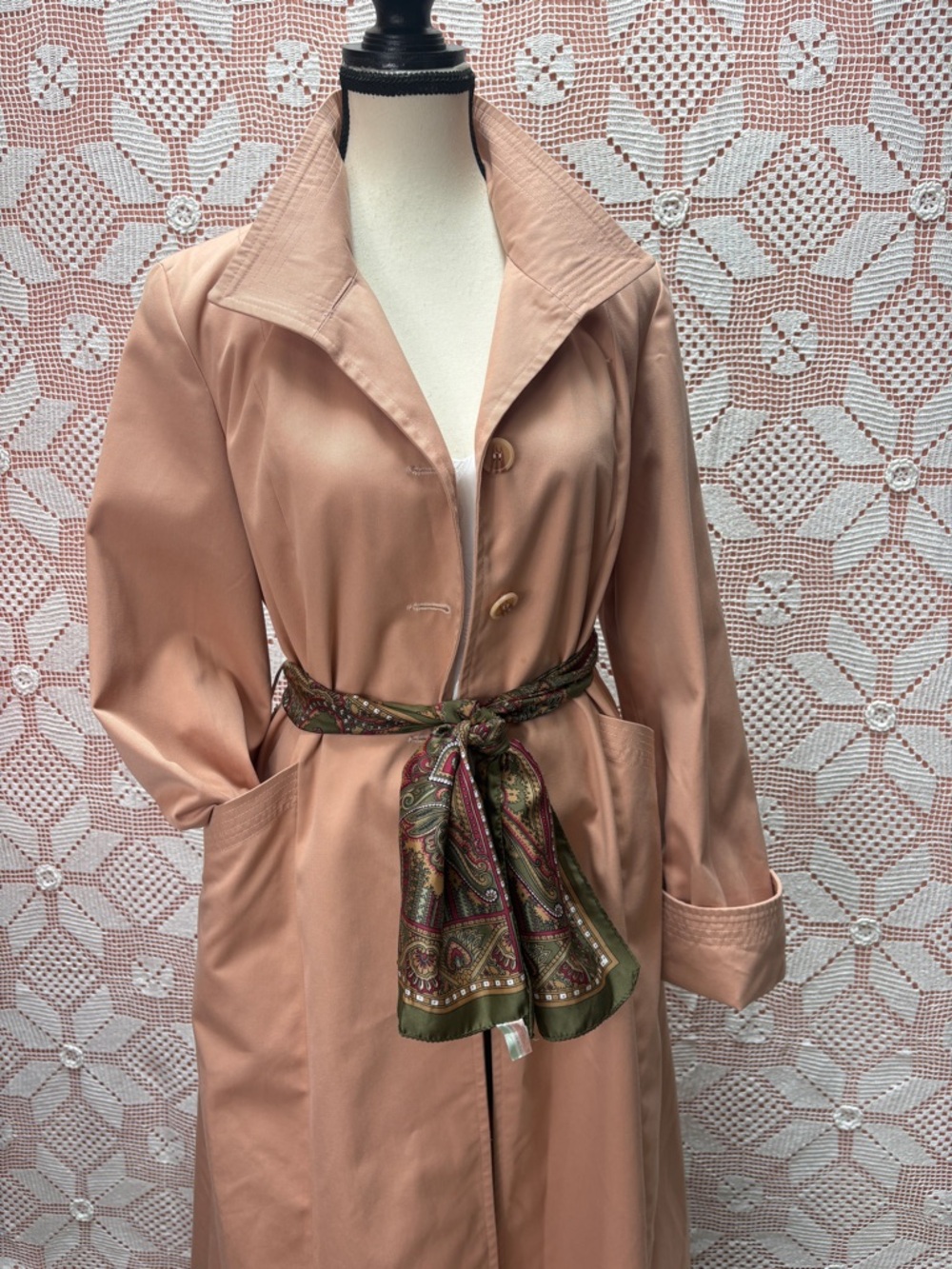 Vintage Blush Belted Trench Coat | Lightweight SzM